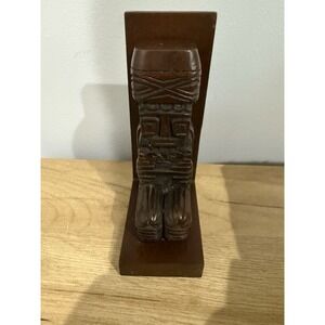 Tiki Figure Wood Hand‎ Carved Bookend 7"